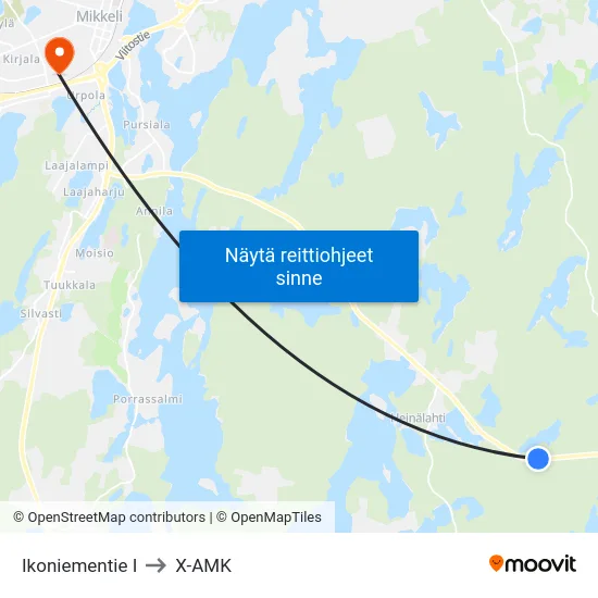 Ikoniementie  I to X-AMK map