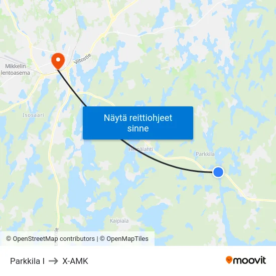 Parkkila  I to X-AMK map