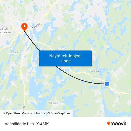 Väänäläntie  I to X-AMK map