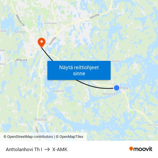 Anttolanhovi Th I to X-AMK map
