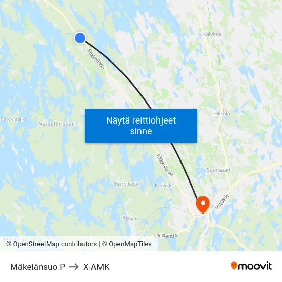 Mäkelänsuo  P to X-AMK map