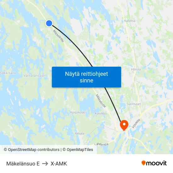 Mäkelänsuo  E to X-AMK map