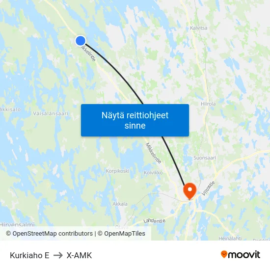 Kurkiaho  E to X-AMK map