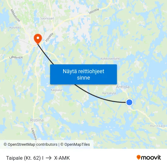 Taipale (Kt. 62)  I to X-AMK map