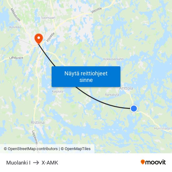 Muolanki  I to X-AMK map