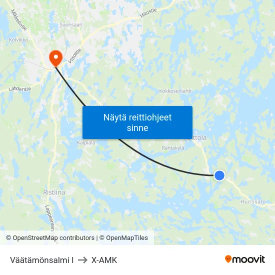 Väätämönsalmi  I to X-AMK map