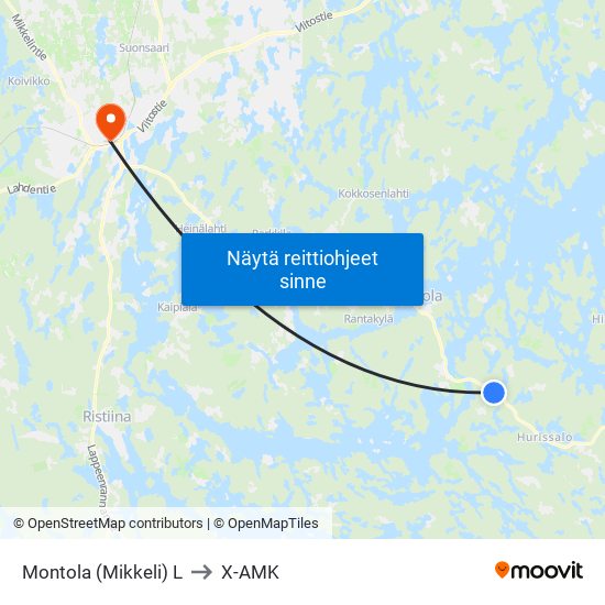 Montola (Mikkeli)  L to X-AMK map