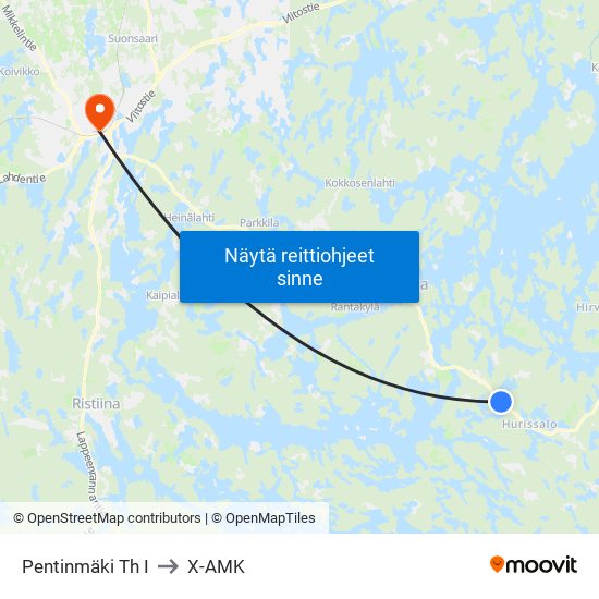 Pentinmäki Th  I to X-AMK map