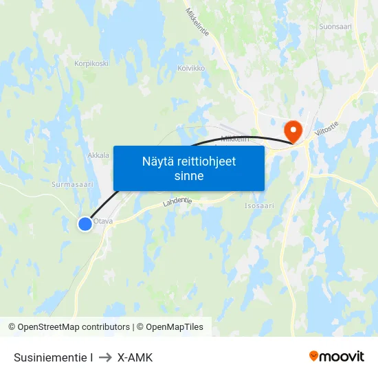 Susiniementie  I to X-AMK map