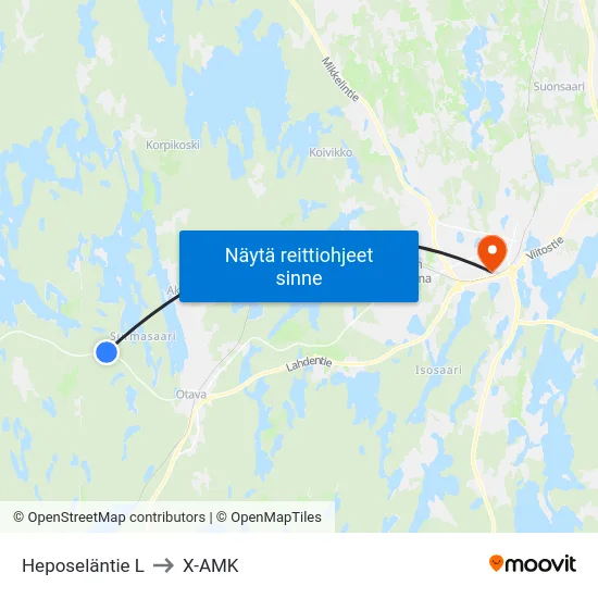 Heposeläntie  L to X-AMK map