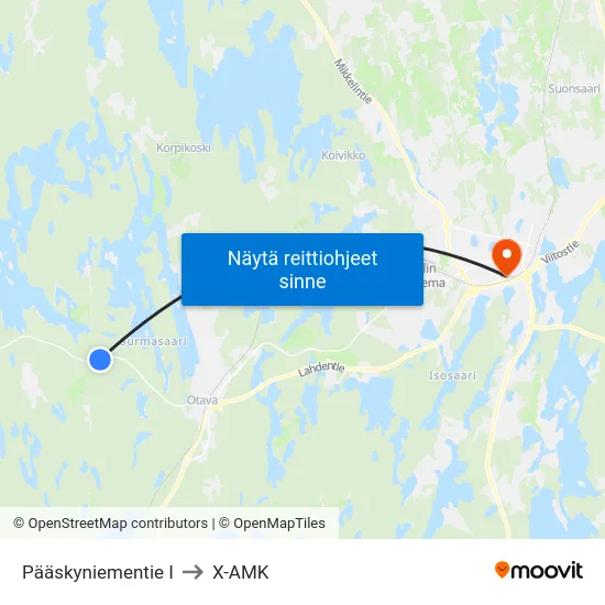 Pääskyniementie  I to X-AMK map