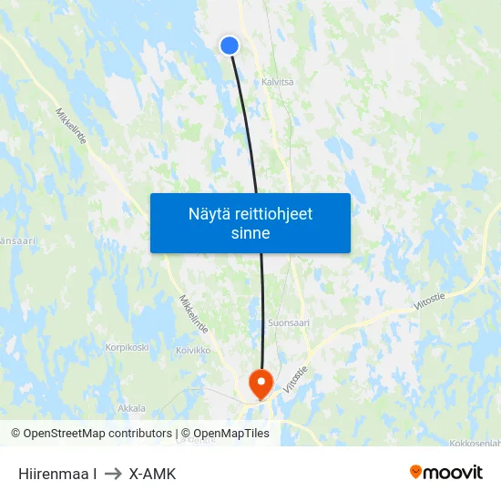 Hiirenmaa I to X-AMK map