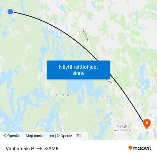 Vanhamäki P to X-AMK map