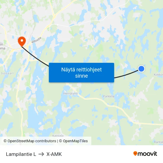 Lampilantie L to X-AMK map