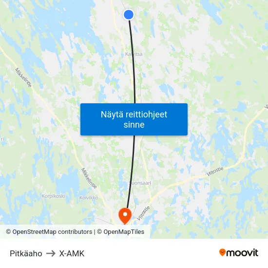 Pitkäaho to X-AMK map