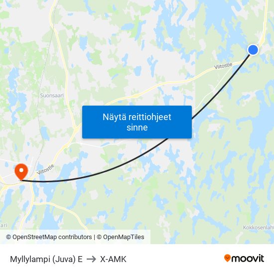 Myllylampi (Juva)  E to X-AMK map
