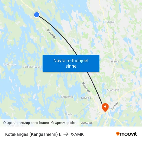 Kotakangas (Kangasniemi)  E to X-AMK map