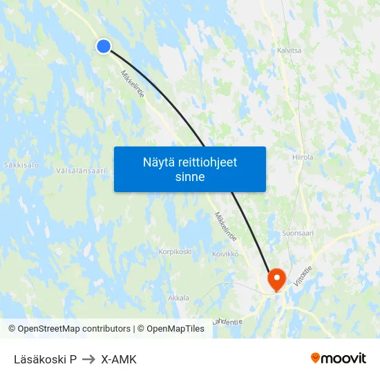 Läsäkoski  P to X-AMK map