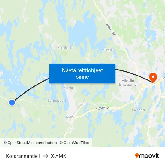 Kotarannantie I to X-AMK map