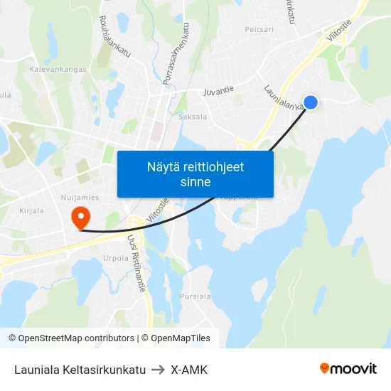Launiala Keltasirkunkatu to X-AMK map