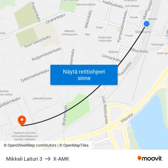 Mikkeli Laituri 3 to X-AMK map