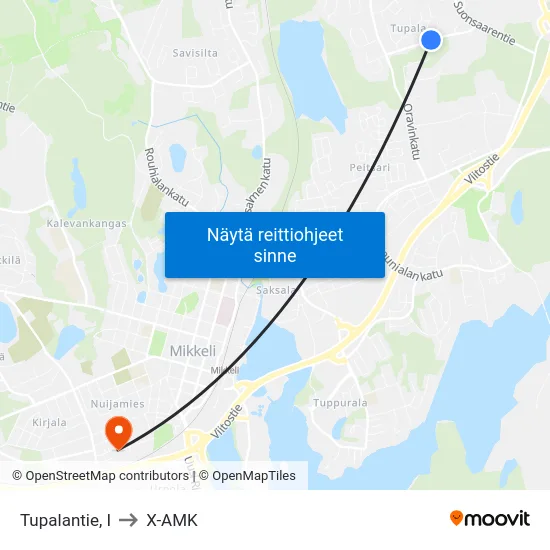 Tupalantie, I to X-AMK map