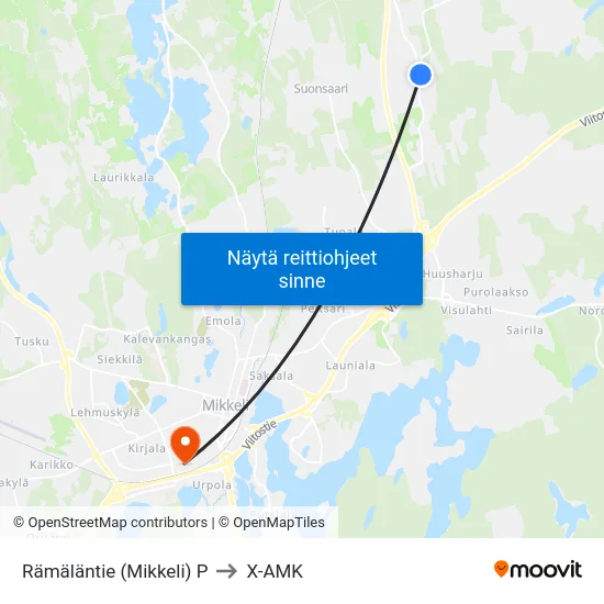 Rämäläntie (Mikkeli) P to X-AMK map