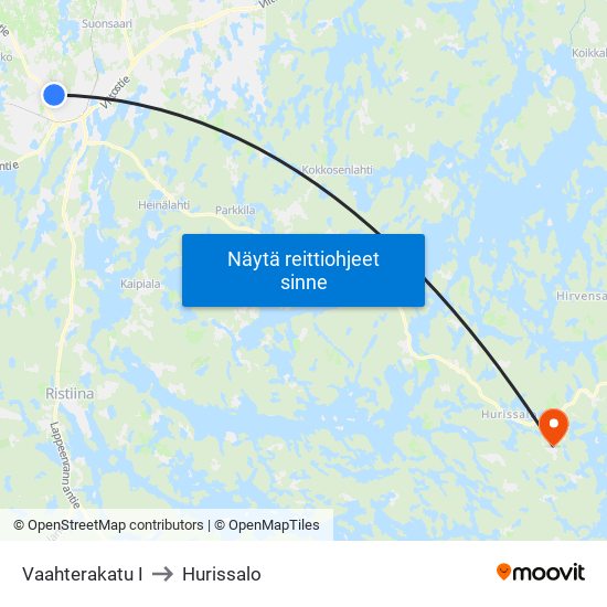 Vaahterakatu  I to Hurissalo map