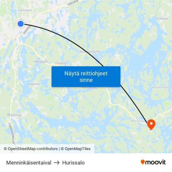 Menninkäisentaival to Hurissalo map