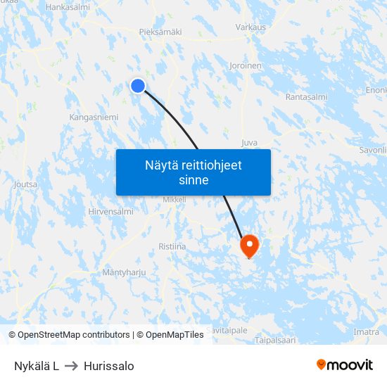 Nykälä  L to Hurissalo map