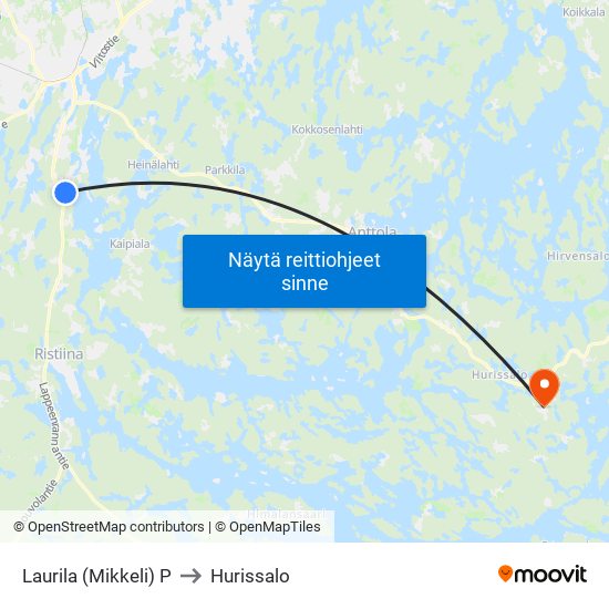 Laurila (Mikkeli)  P to Hurissalo map