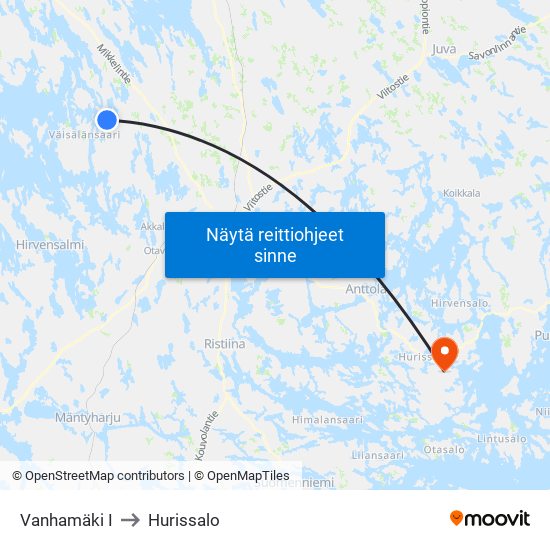 Vanhamäki  I to Hurissalo map