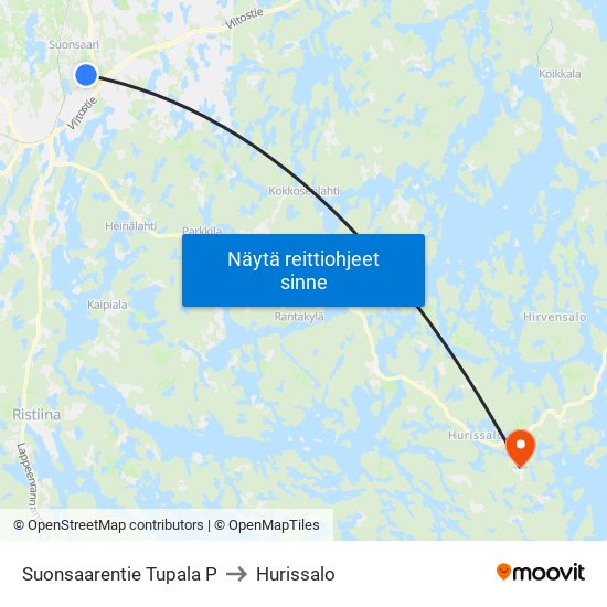 Suonsaarentie Tupala  P to Hurissalo map