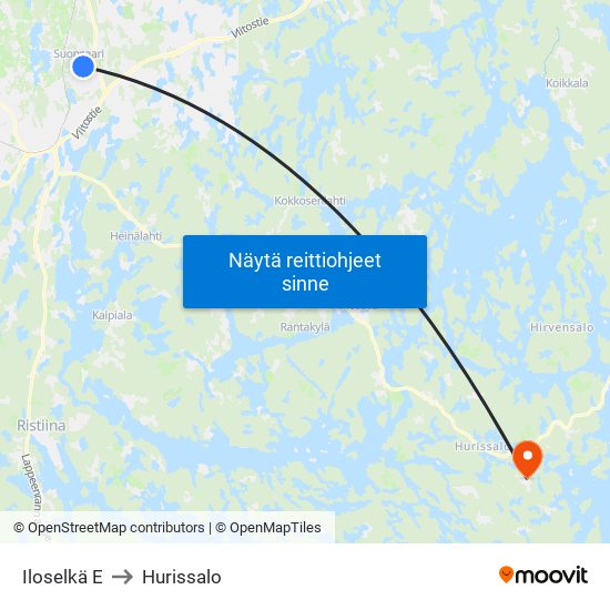 Iloselkä  E to Hurissalo map