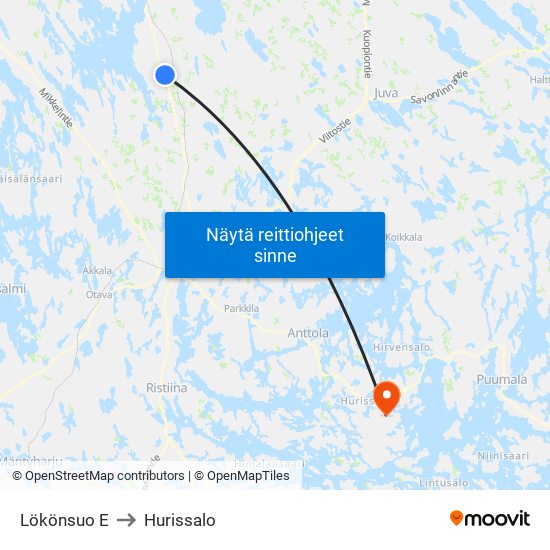 Lökönsuo  E to Hurissalo map