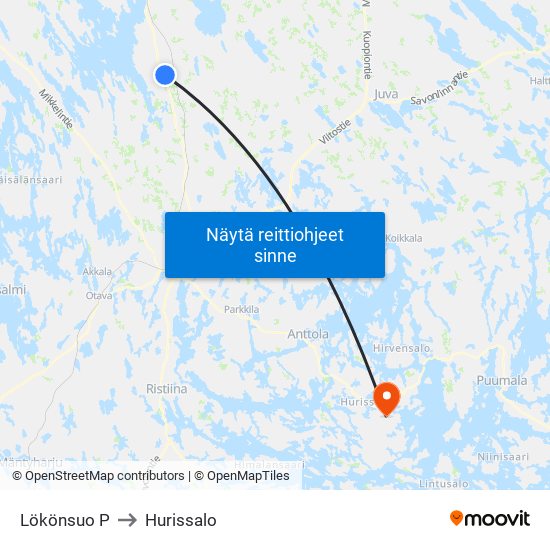 Lökönsuo  P to Hurissalo map