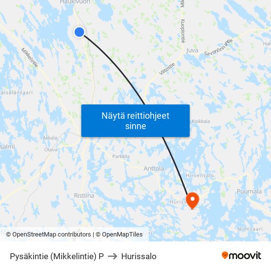 Pysäkintie (Mikkelintie)  P to Hurissalo map