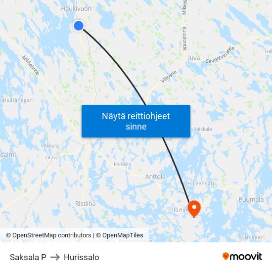 Saksala  P to Hurissalo map