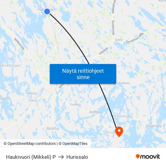 Haukivuori (Mikkeli)  P to Hurissalo map