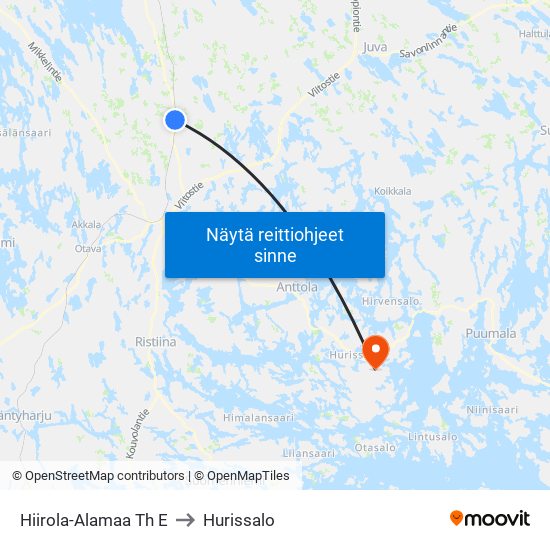 Hiirola-Alamaa Th  E to Hurissalo map