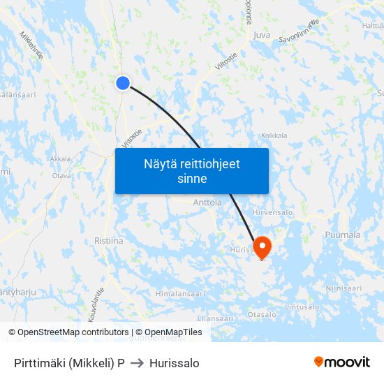 Pirttimäki (Mikkeli)  P to Hurissalo map