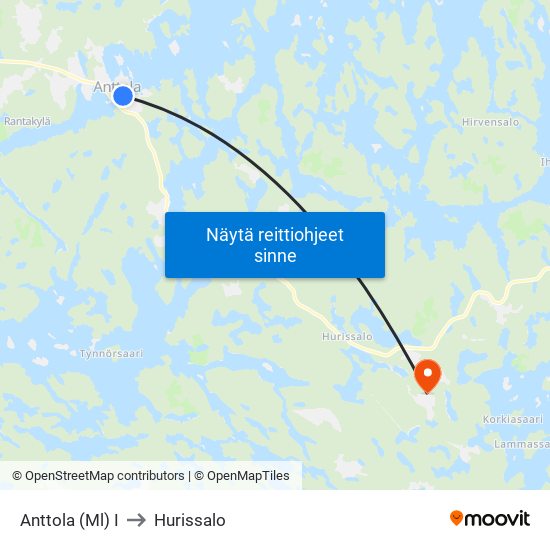 Anttola (Ml)  I to Hurissalo map