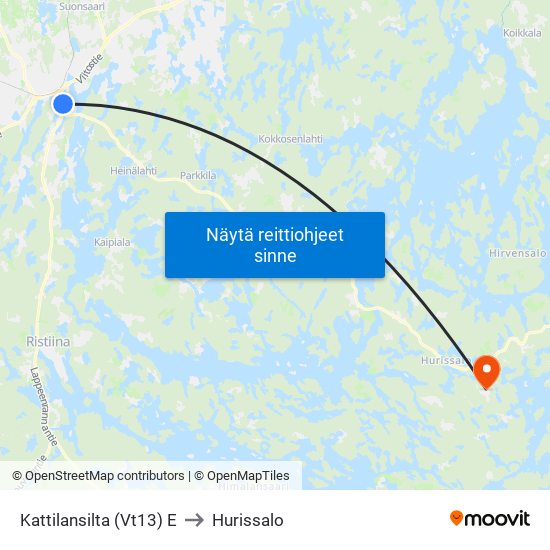 Kattilansilta (Vt13)  E to Hurissalo map