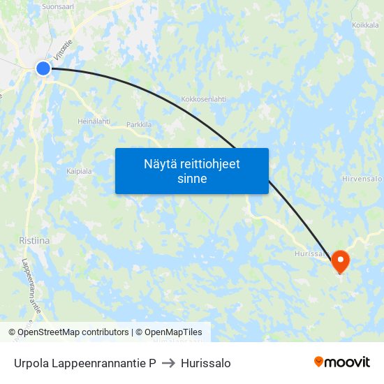 Urpola Lappeenrannantie  P to Hurissalo map