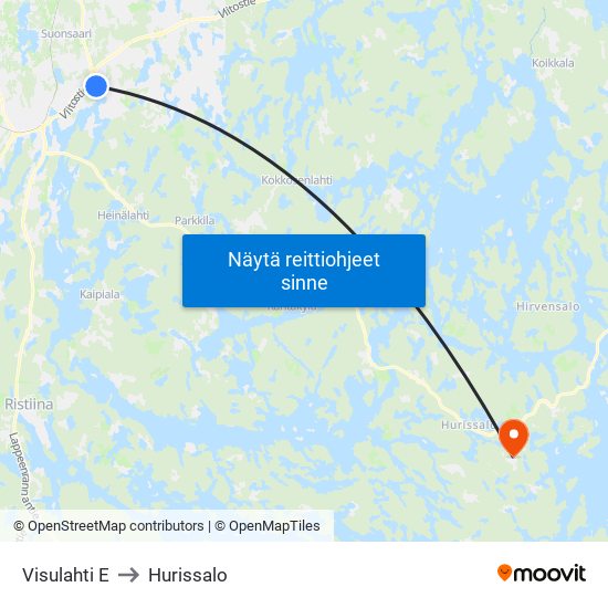 Visulahti  E to Hurissalo map