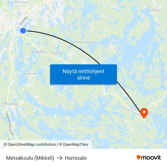 Metsäkoulu (Mikkeli) to Hurissalo map