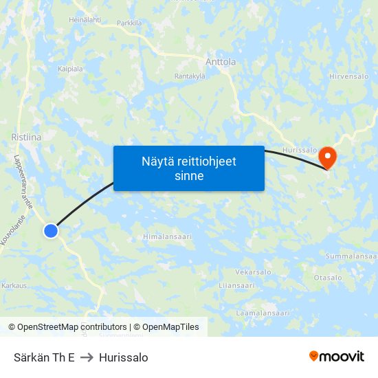 Särkän Th  E to Hurissalo map