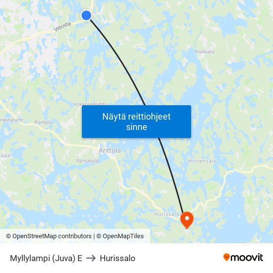 Myllylampi (Juva)  E to Hurissalo map