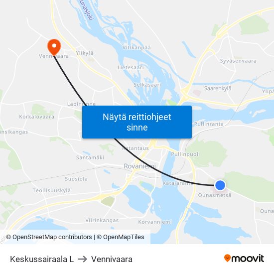 Keskussairaala L to Vennivaara map