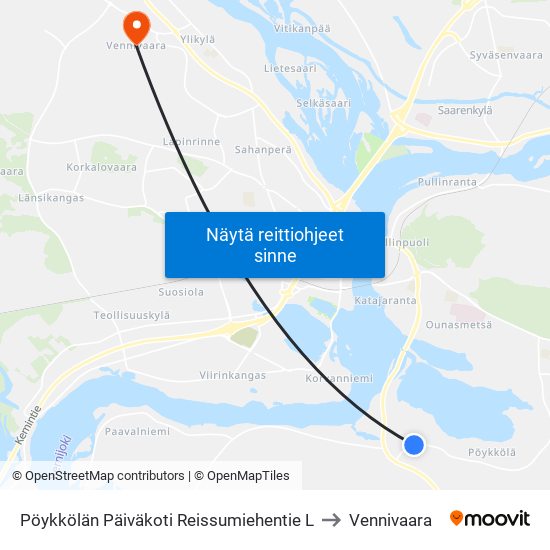 Pöykkölän Päiväkoti Reissumiehentie L to Vennivaara map